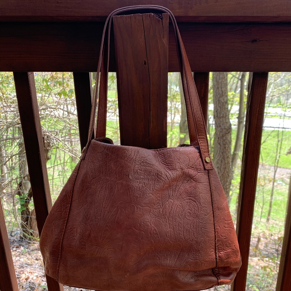 american leather company leather tooled purse